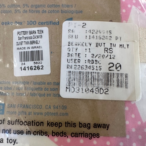 PB Teen Berkely Twin Duvet - Picture 3 of 4